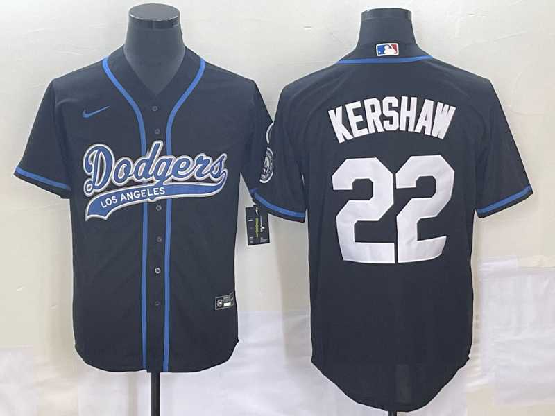 Men%27s Los Angeles Dodgers #22 Clayton Kershaw Black Cool Base Stitched Jersey->los angeles dodgers->MLB Jersey